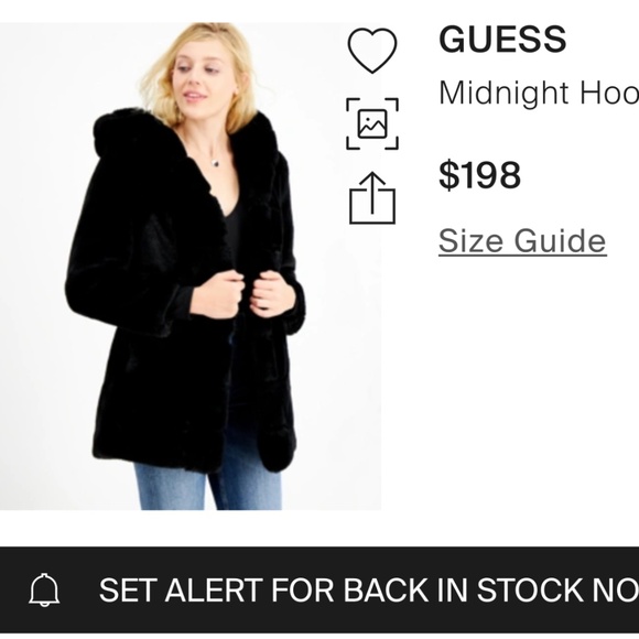 Guess: hooded, faux fur coat NWOT (reversible) - Picture 6 of 7